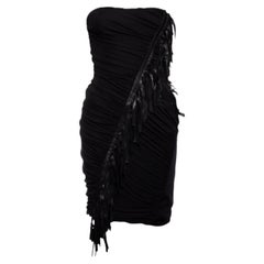 Blumarine, black corset dress with fringes