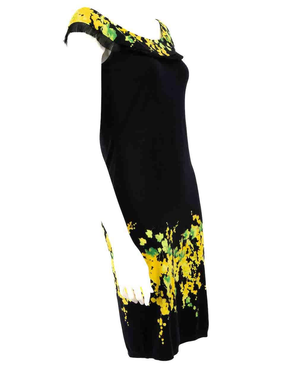 CONDITION is Very good. Hardly any visible wear to dress is evident on this used Blumarine designer resale item.
 
 Details
 Black
 Polyester
 Dress
 Floral pattern
 Knee length
 Sleeveless
 Round neck
 Fringe detail
 
 
 Made in Italy
 
