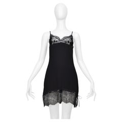 Blumarine Black Lace And Floral Embroidered & Beaded Slip Dress 1998