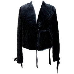 Blumarine Black Silk Quilted Coat 2000s