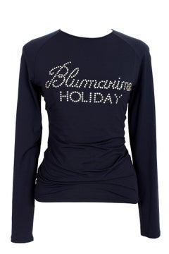 Blumarine Schwarzes Swarovski-Hemd 2000s