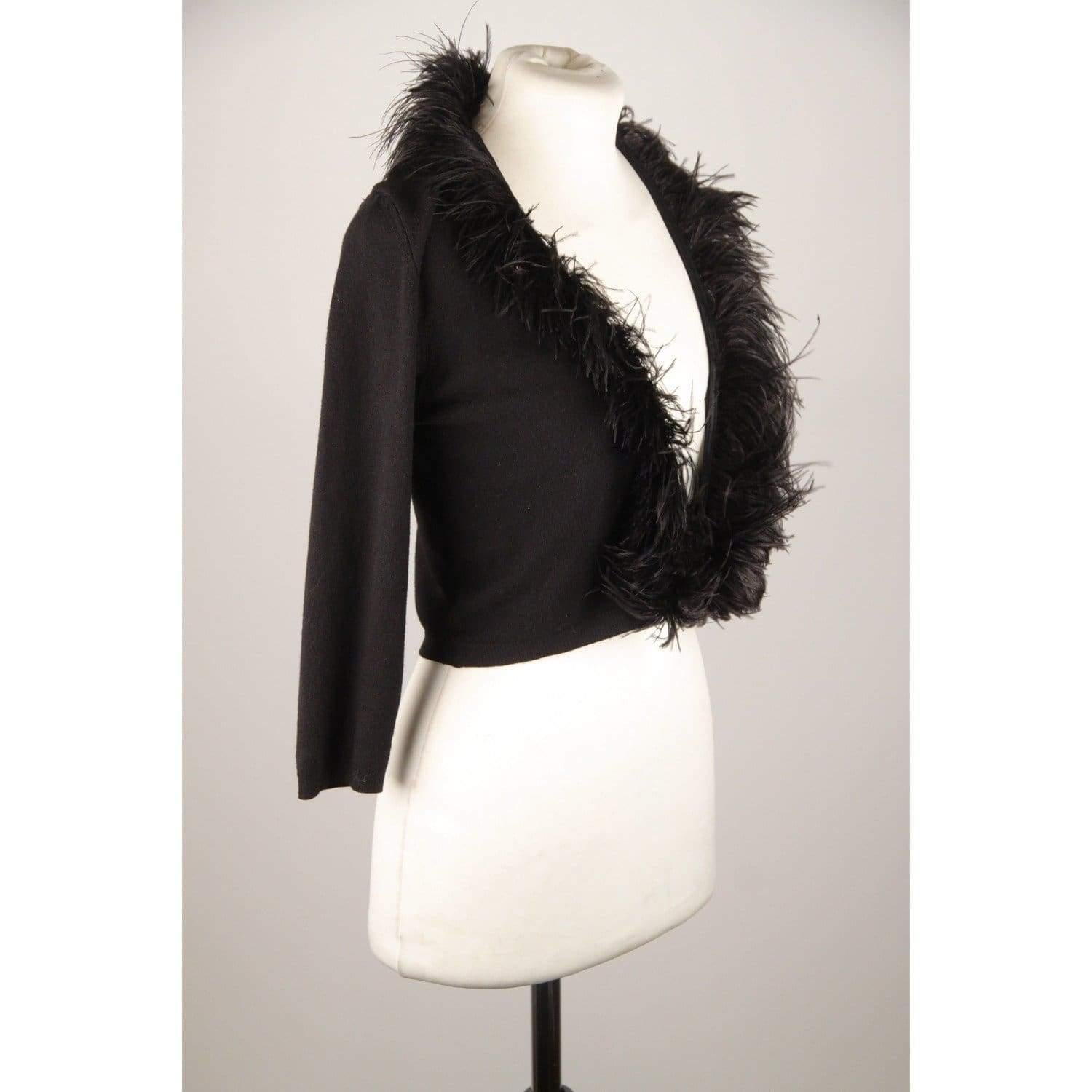 cardigan with feather trim