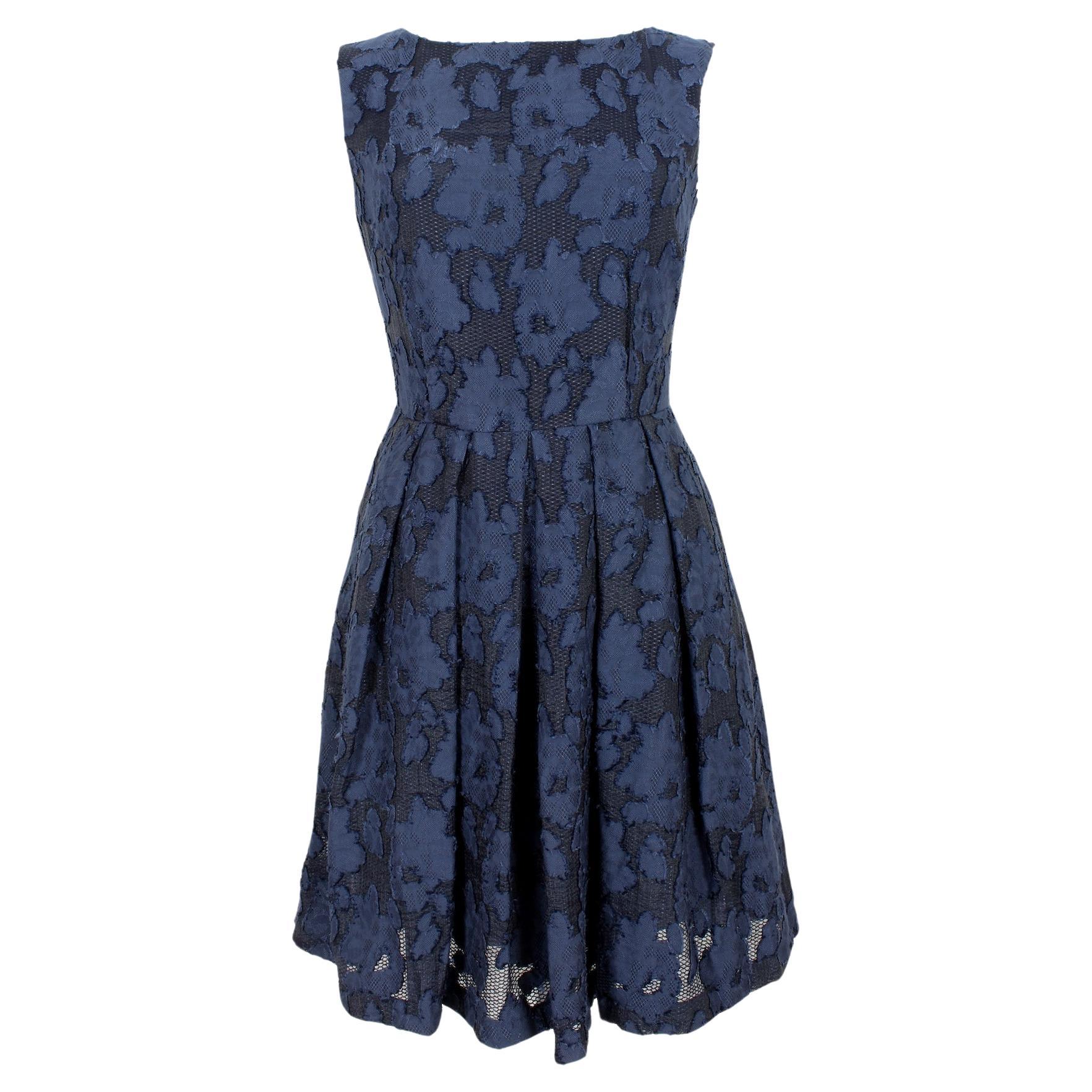 Blumarine Blue Lace Evening Sheath Dress 2000s For Sale