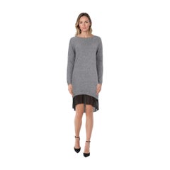 Blumarine Blugirl Grey Wool Black Trim Dress Size S