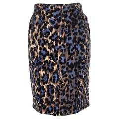 Blumarine Jupe crayon animalière en laine marron