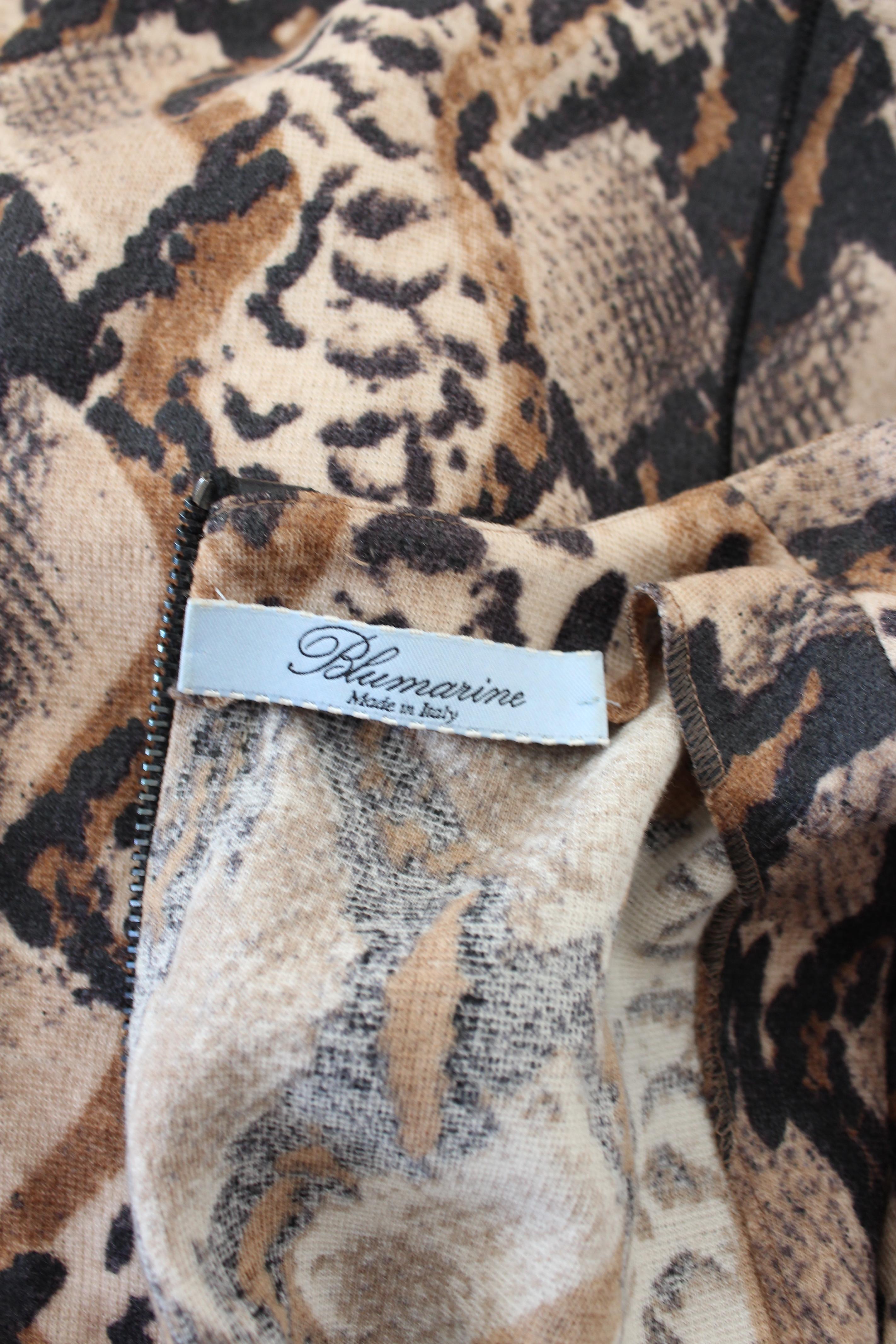 Blumarine Brown Wool Animalier Sheath Dress In Excellent Condition For Sale In Brindisi, Bt