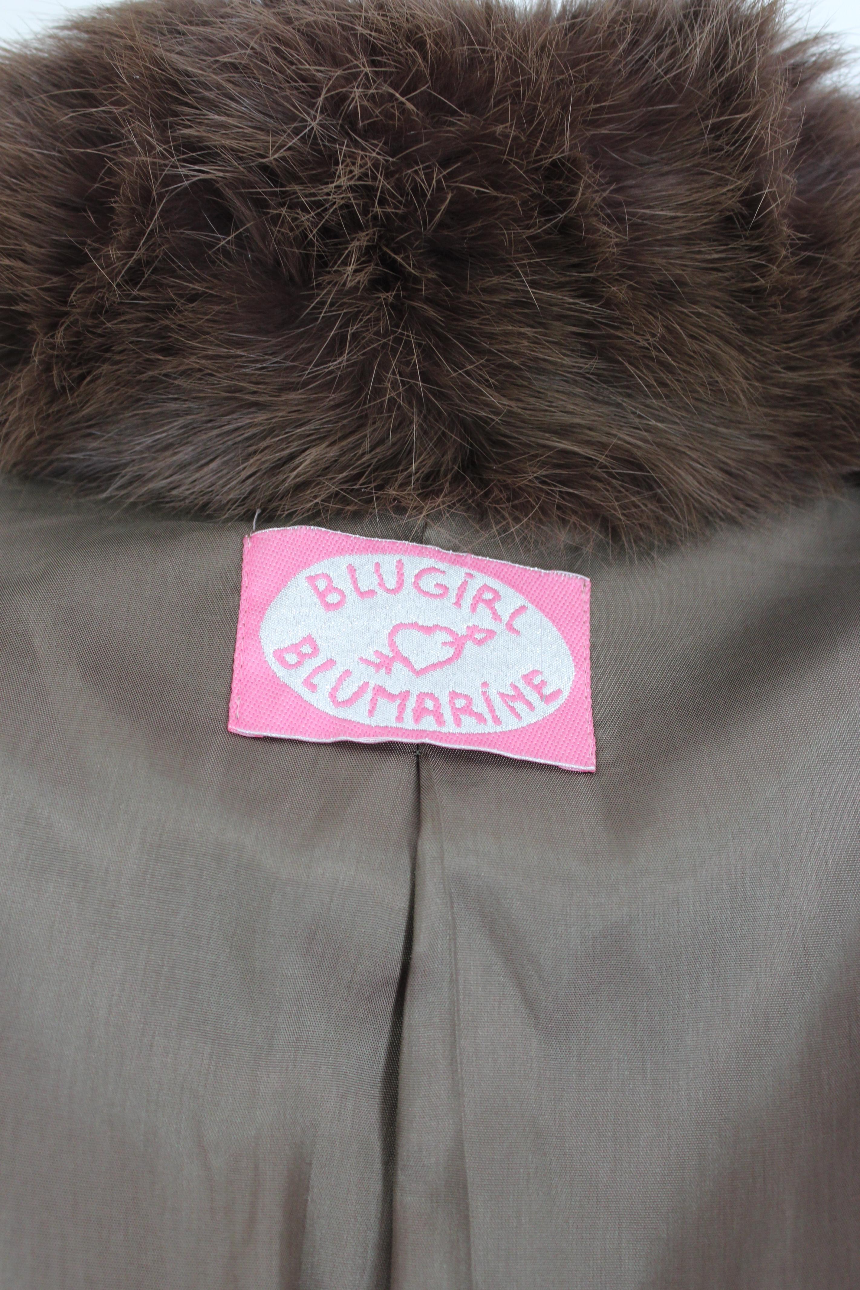 Blumarine Brown Wool Fur Classic Fitted Coat 6
