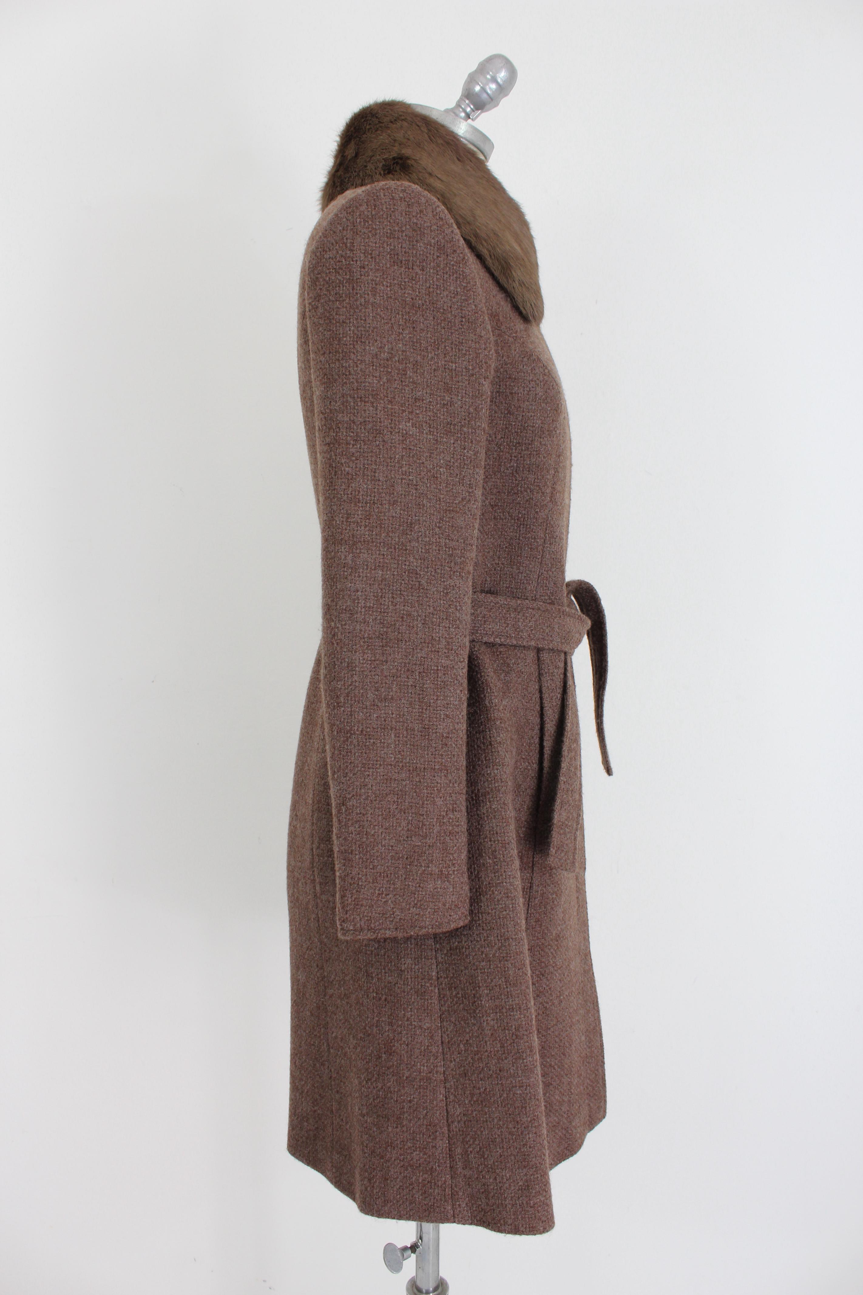 Women's Blumarine Brown Wool Fur Classic Fitted Coat