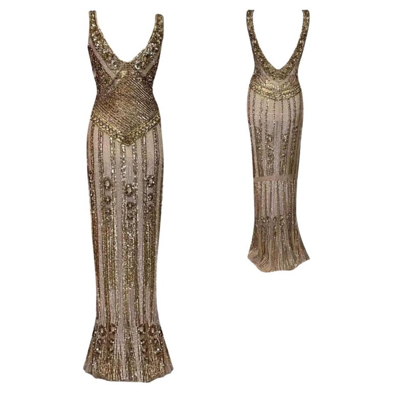 blumarine gold dress Blumarine FW1998 Satin Cowl-Back Midi Dress – Archival Cream Satin