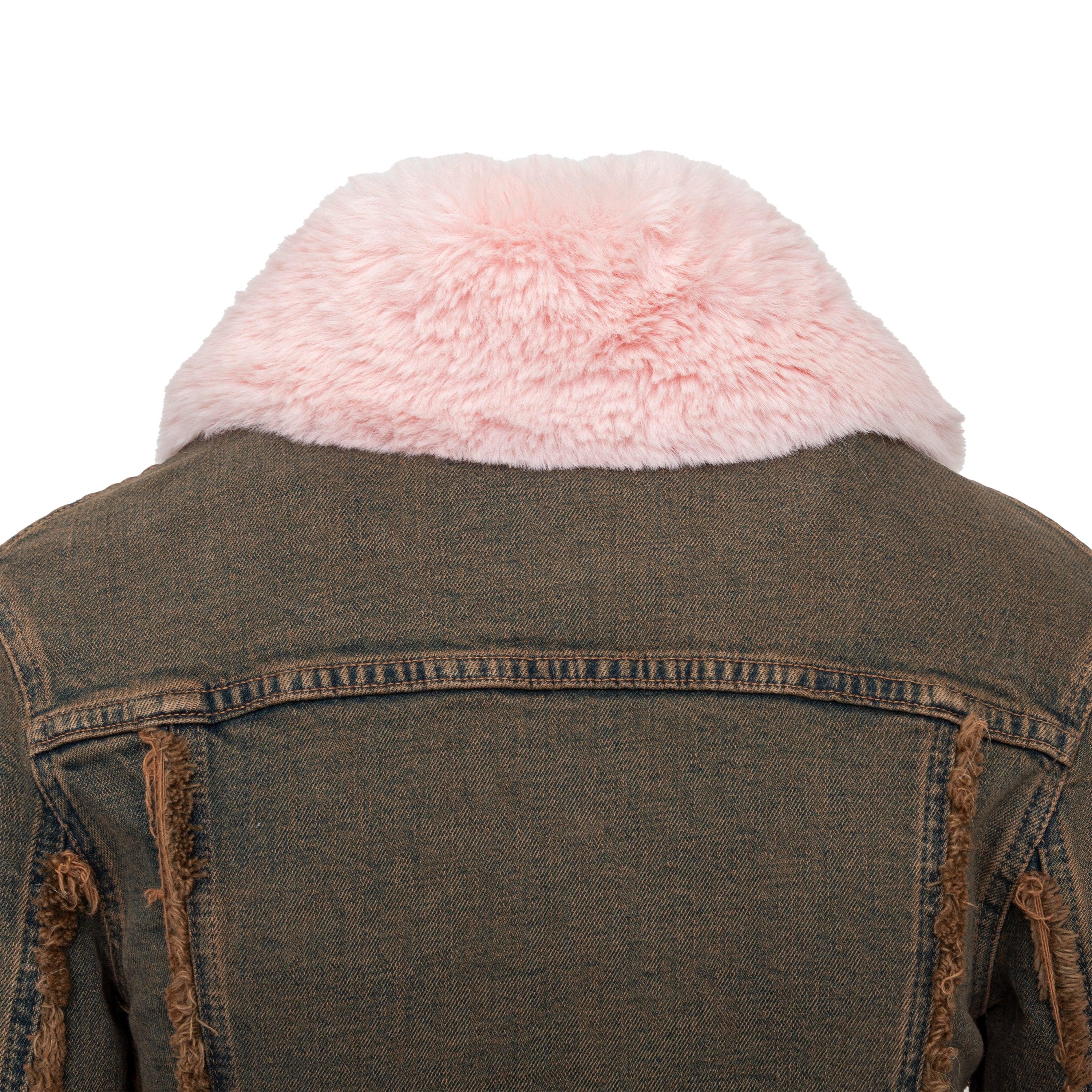 Blumarine Denim Overcoat with Faux Fur - '20s For Sale 2