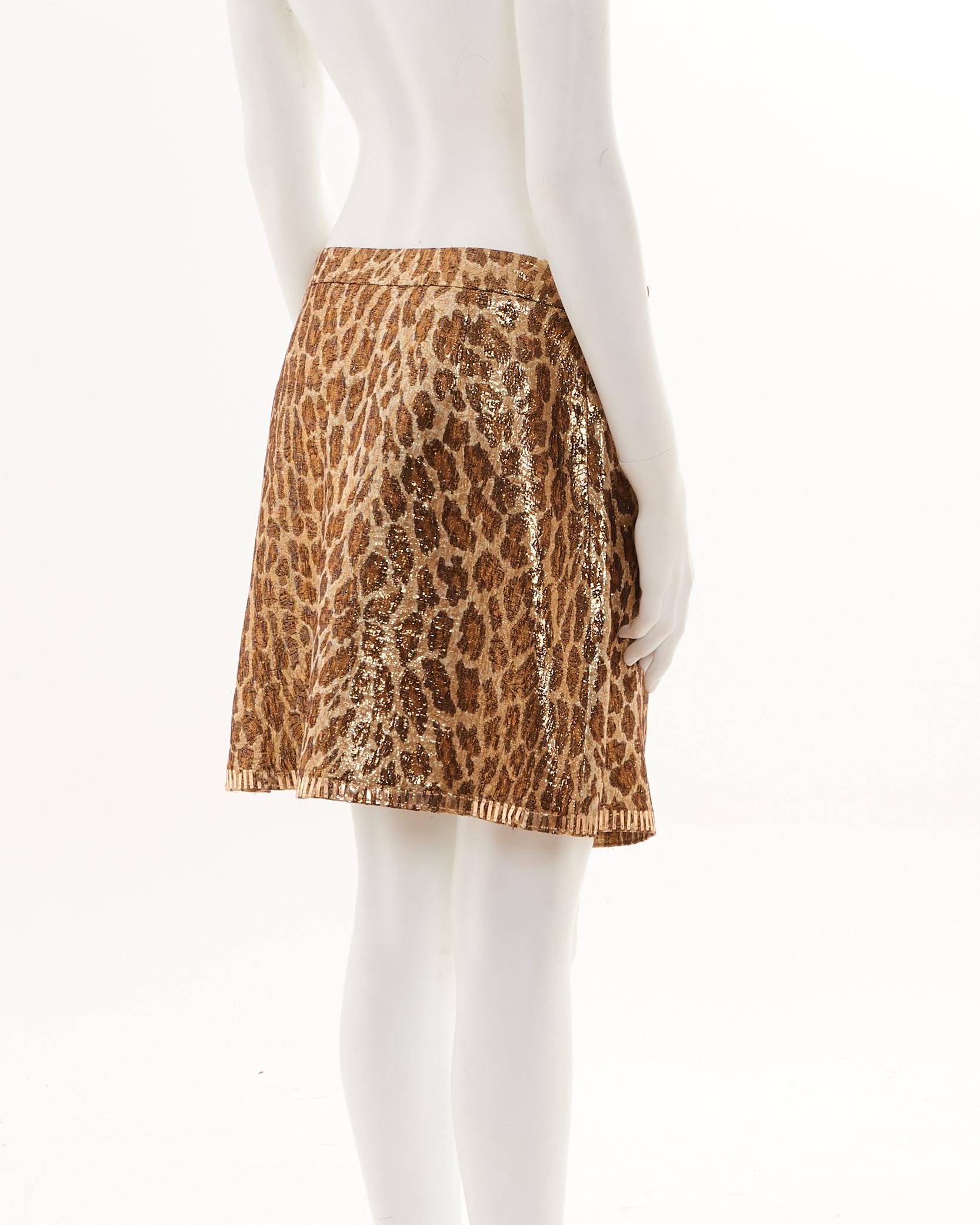 Blumarine Early 2000s Animalier Mini Skirt with Lace Details and Applications In condizioni ottime in vendita a Milano, IT