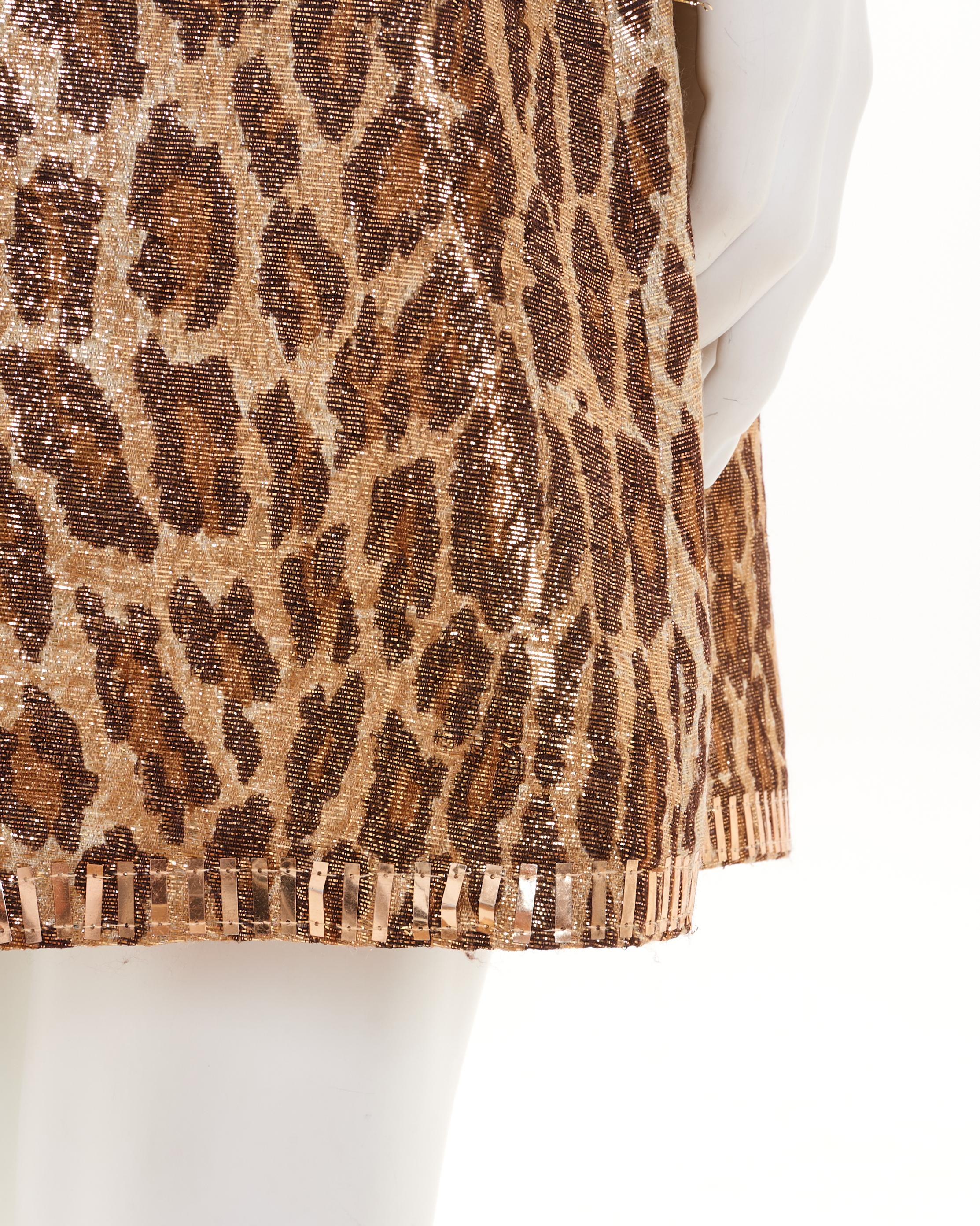 Blumarine Early 2000s Animalier Mini Skirt with Lace Details and Applications in vendita 1