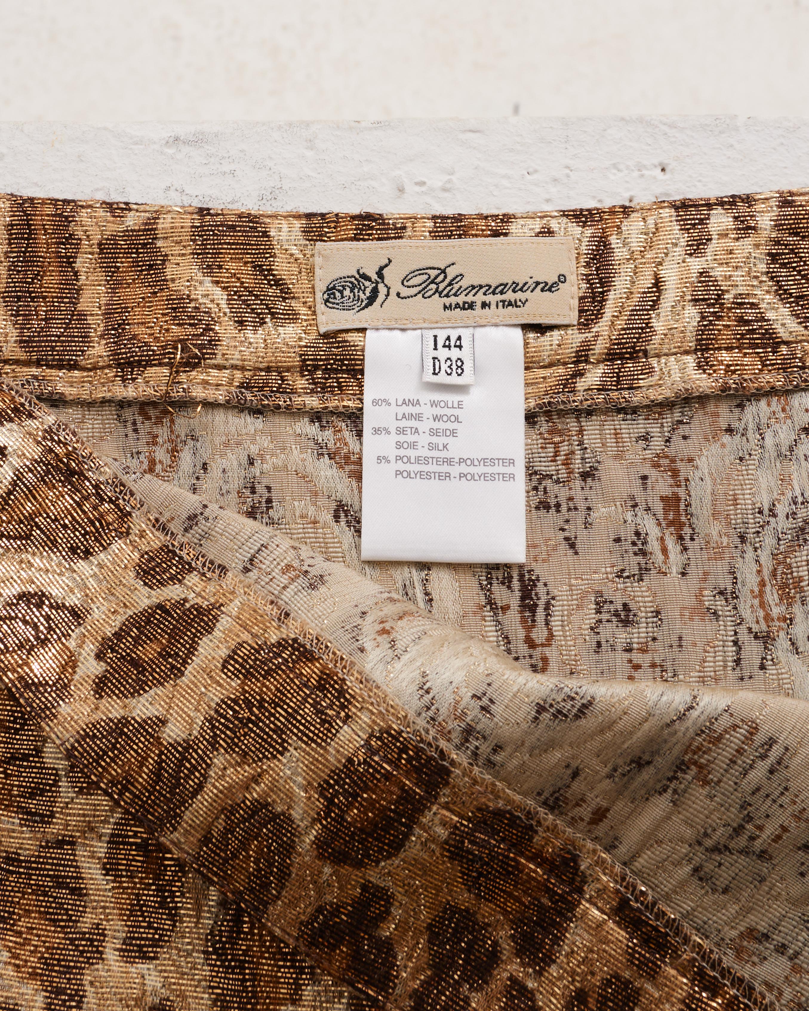 Blumarine Early 2000s Animalier Mini Skirt with Lace Details and Applications in vendita 2