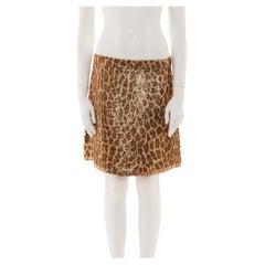 Blumarine Early 2000s Animalier Mini jupe avec détails en dentelle et applications