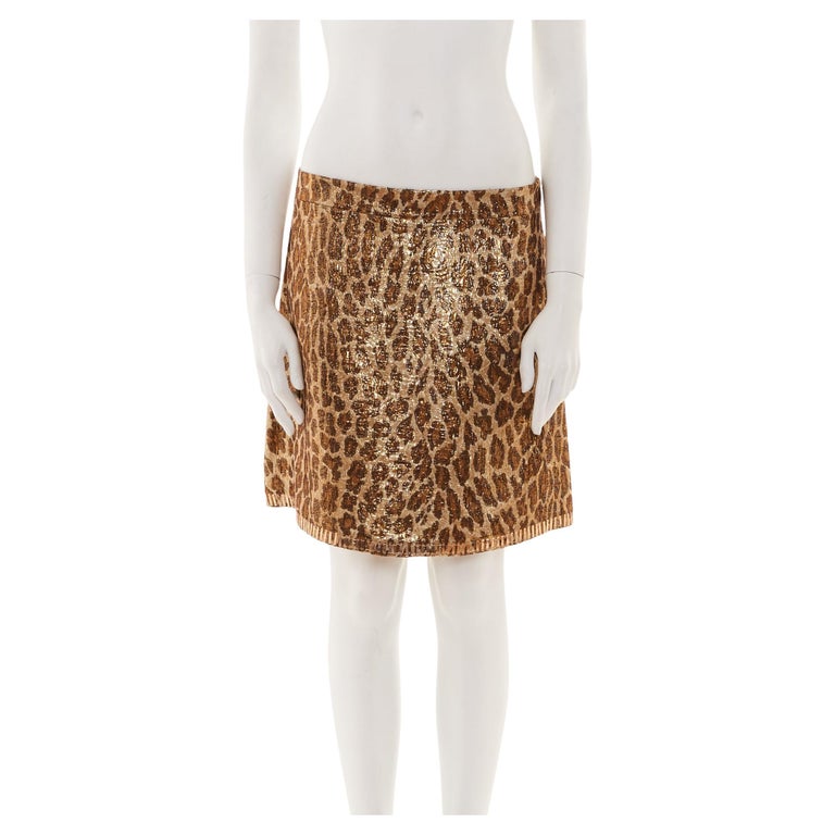 Blumarine Early 2000s Animalier Mini Skirt with Lace Details and