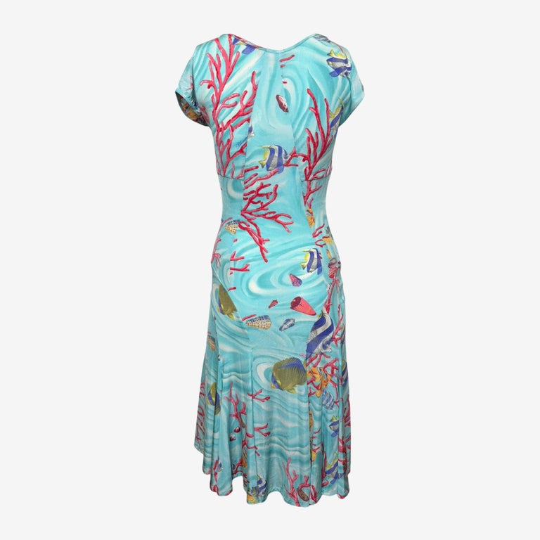 Blumarine Early 2000s Underwater Coral Print Jersey Dress at 1stDibs