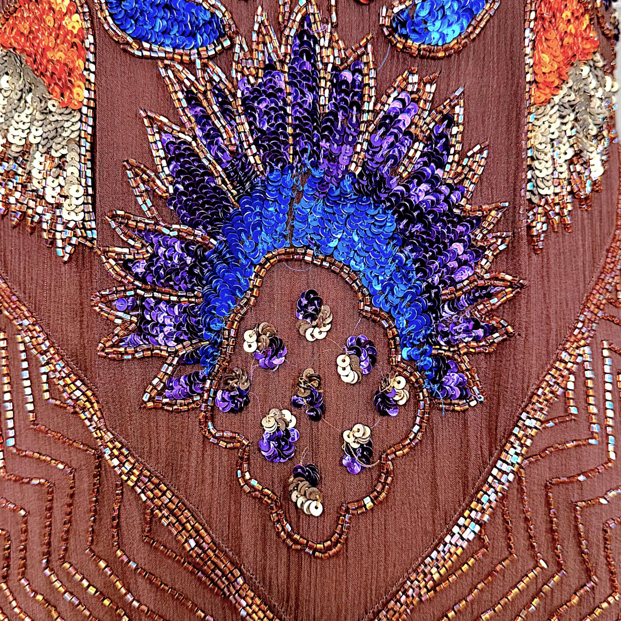 Marrone Blumarine - Vestito sottoveste in seta impreziosito da perline in vendita