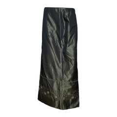 Blumarine F/W 1999 Dark Green Iridescent Taffeta Sequin-Embroidered Maxi Skirt