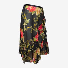 Blumarine F/W 1999 Jupe portefeuille en soie à imprimé floral