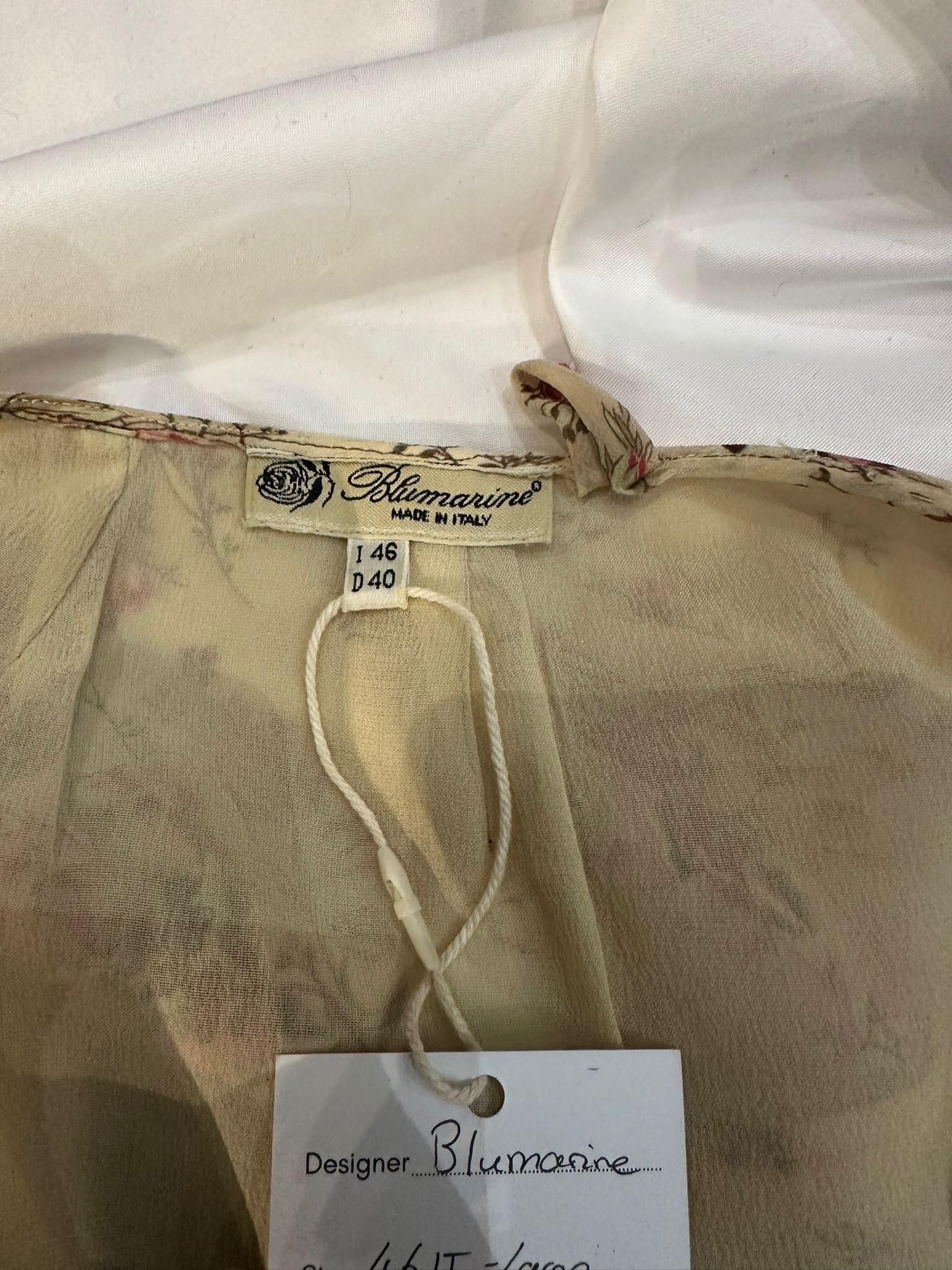 Blumarine F/W 1999 Conjunto de chaqueta de punto de piel rosa y falda de gasa floral 3