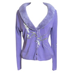 Blumarine F/W 1999 Purple Fur Trim Cardigan