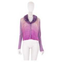 Blumarine F/W 2000 purple wool cardigan with gradient sequins