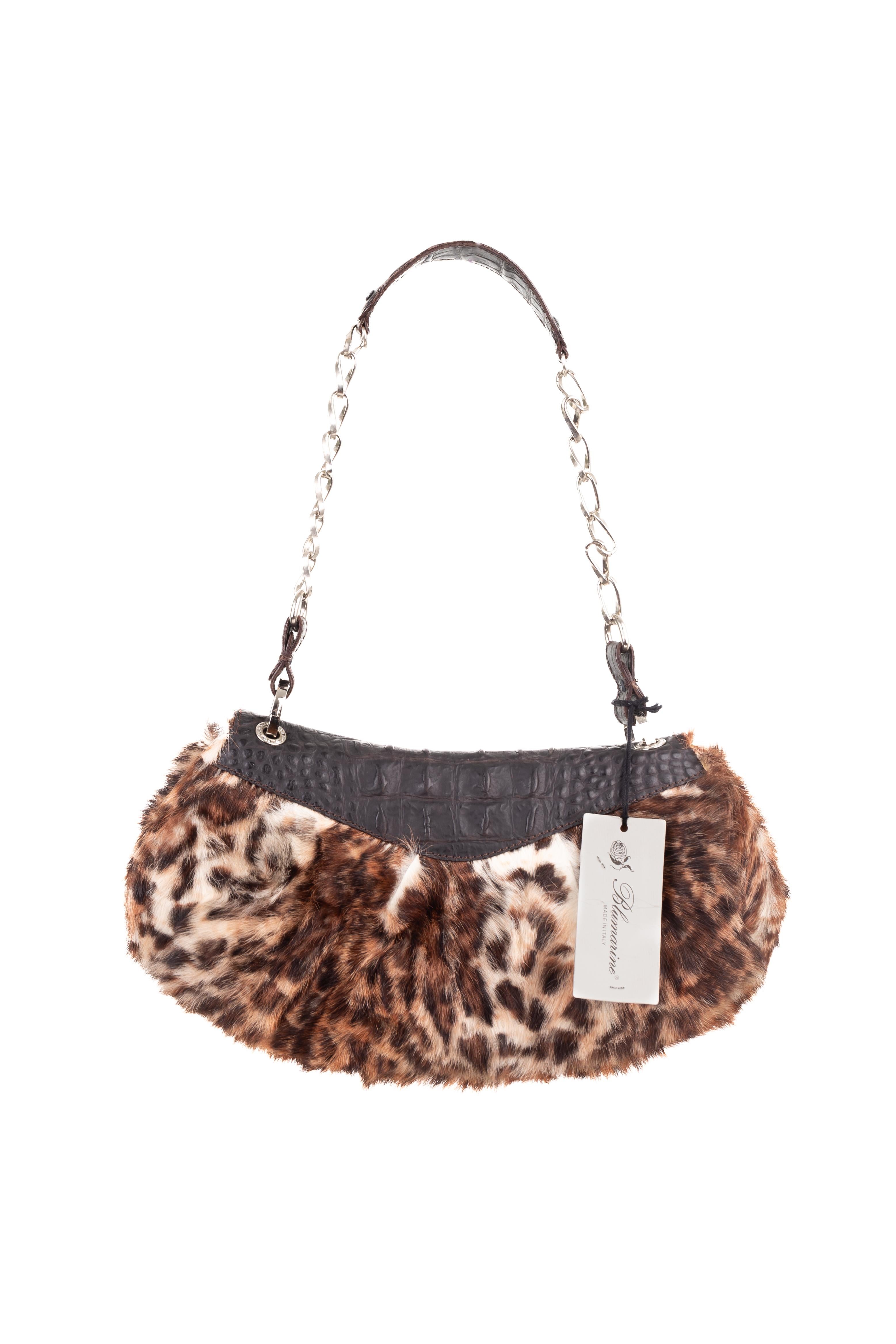 Blumarine F/W 2004 Cheetah fur logo Hobo bag In New Condition In Rome, IT