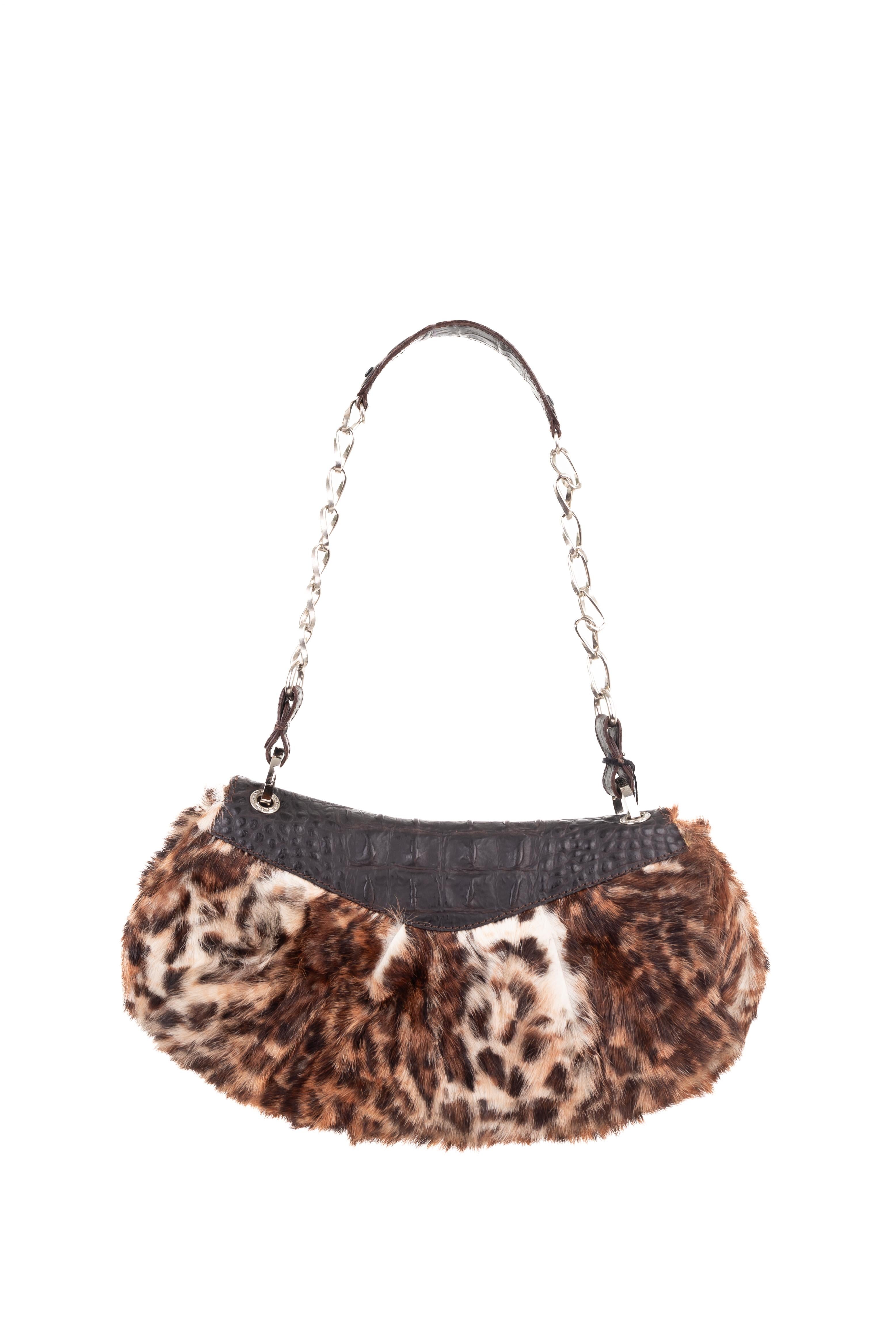 Women's Blumarine F/W 2004 Cheetah fur logo Hobo bag