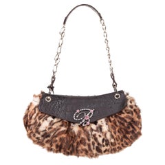 Blumarine F/W 2004 - Sac hobo à logo en fourrure de guépard