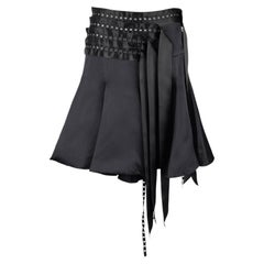 Blumarine F/W 2007 Studded Silk Mini Skirt with Deconstructed Waistband Size XS