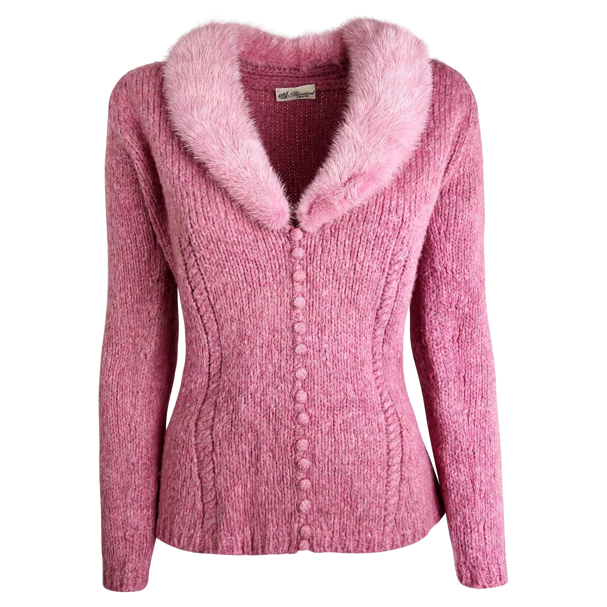 Blumarine Herbst 2003 Strickjacke mit Nerzfellkragen