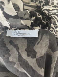 Blumarine Fall 2010 Zebra Print Black and White Fringe Silk Chiffon Blouse Top
