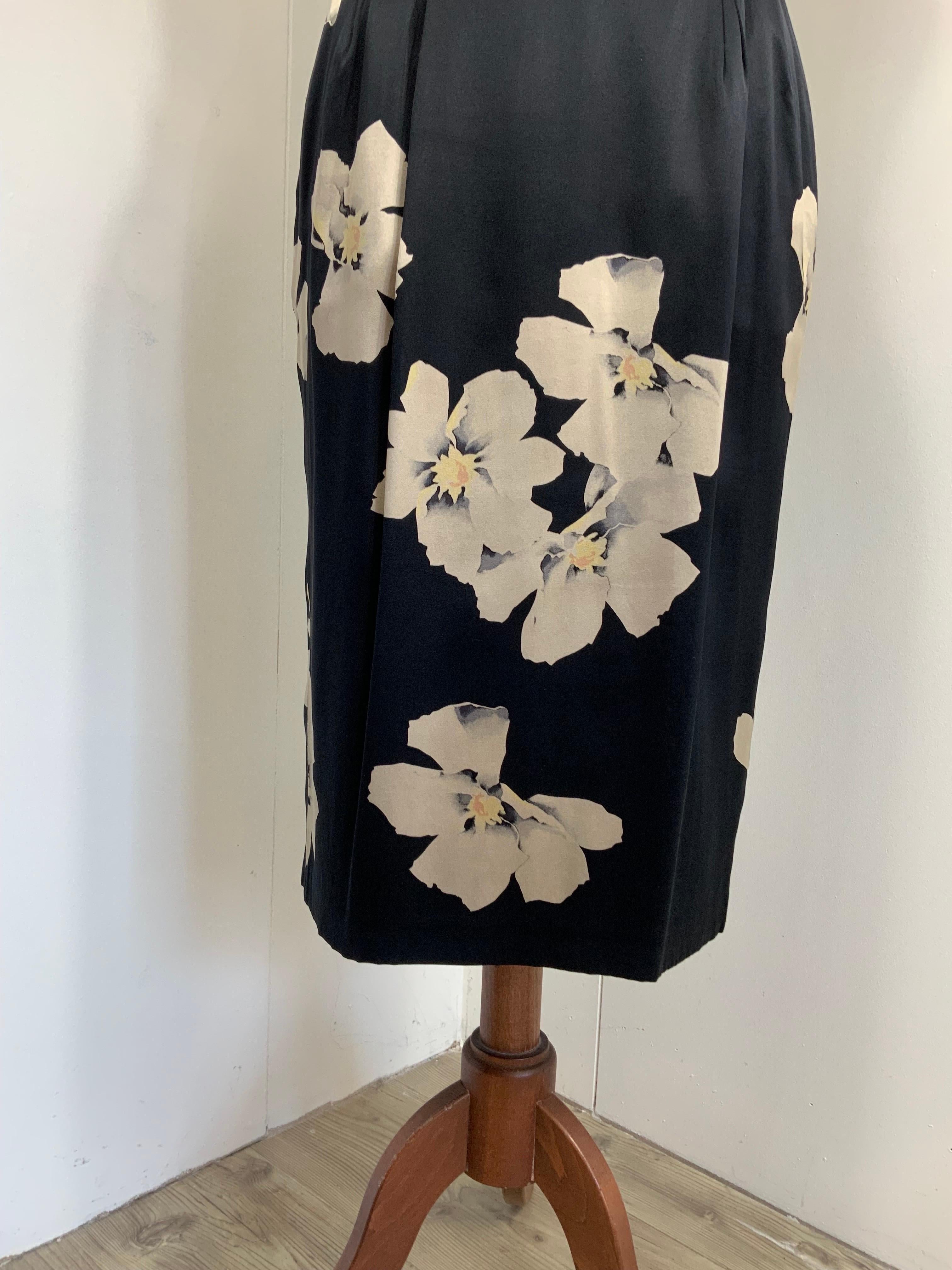 Black Blumarine flower silk skirt