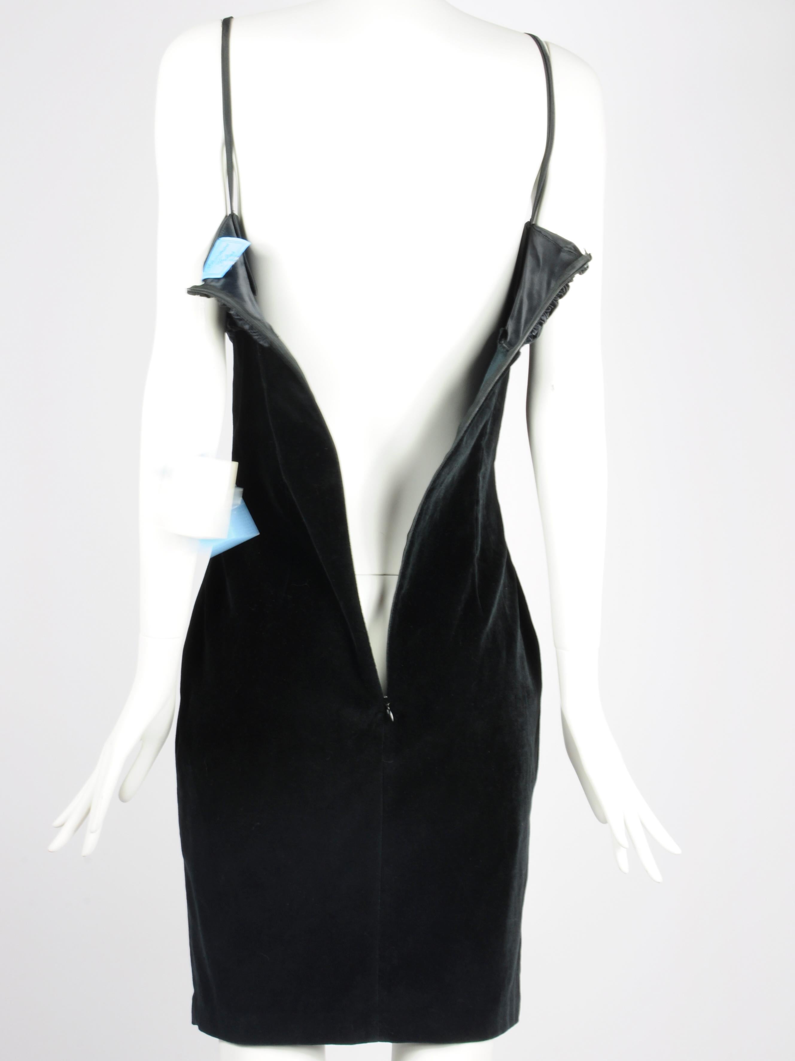 Blumarine Folies Satin and Velvet Cocktail Dress Ruched Top Glitter Detail 1990s For Sale 4