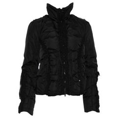 Blumarine Goose Down Puffer Jacket W/Lace Trim & Beads 