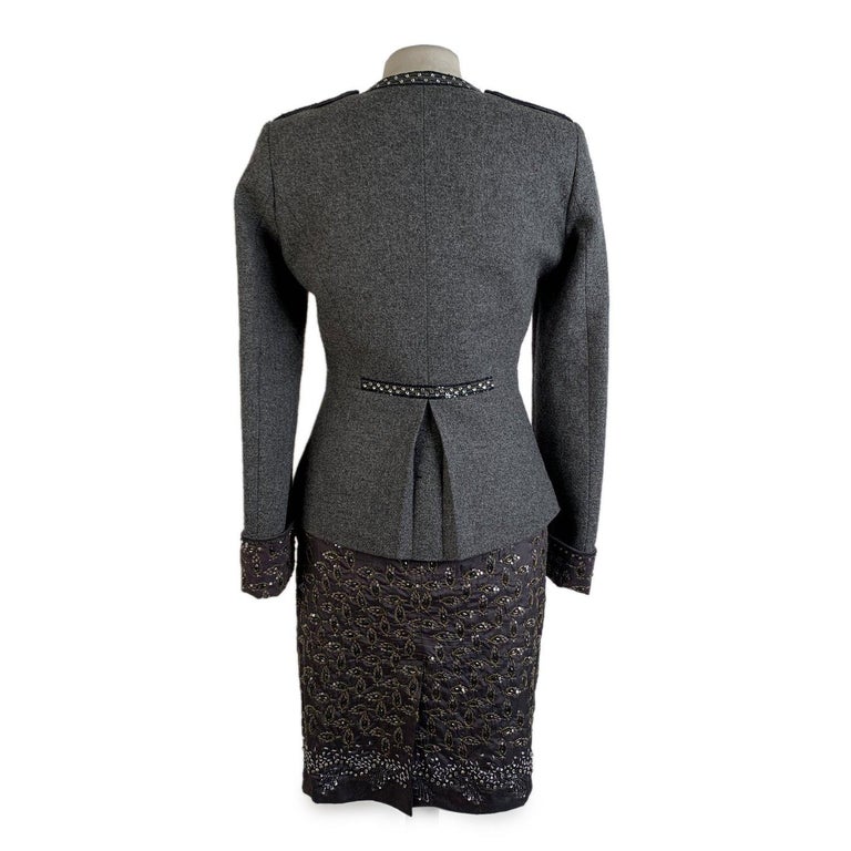 Blumarine Gray Embellished Bustier Dress Set with Blazer For Sale at 1stDibs
