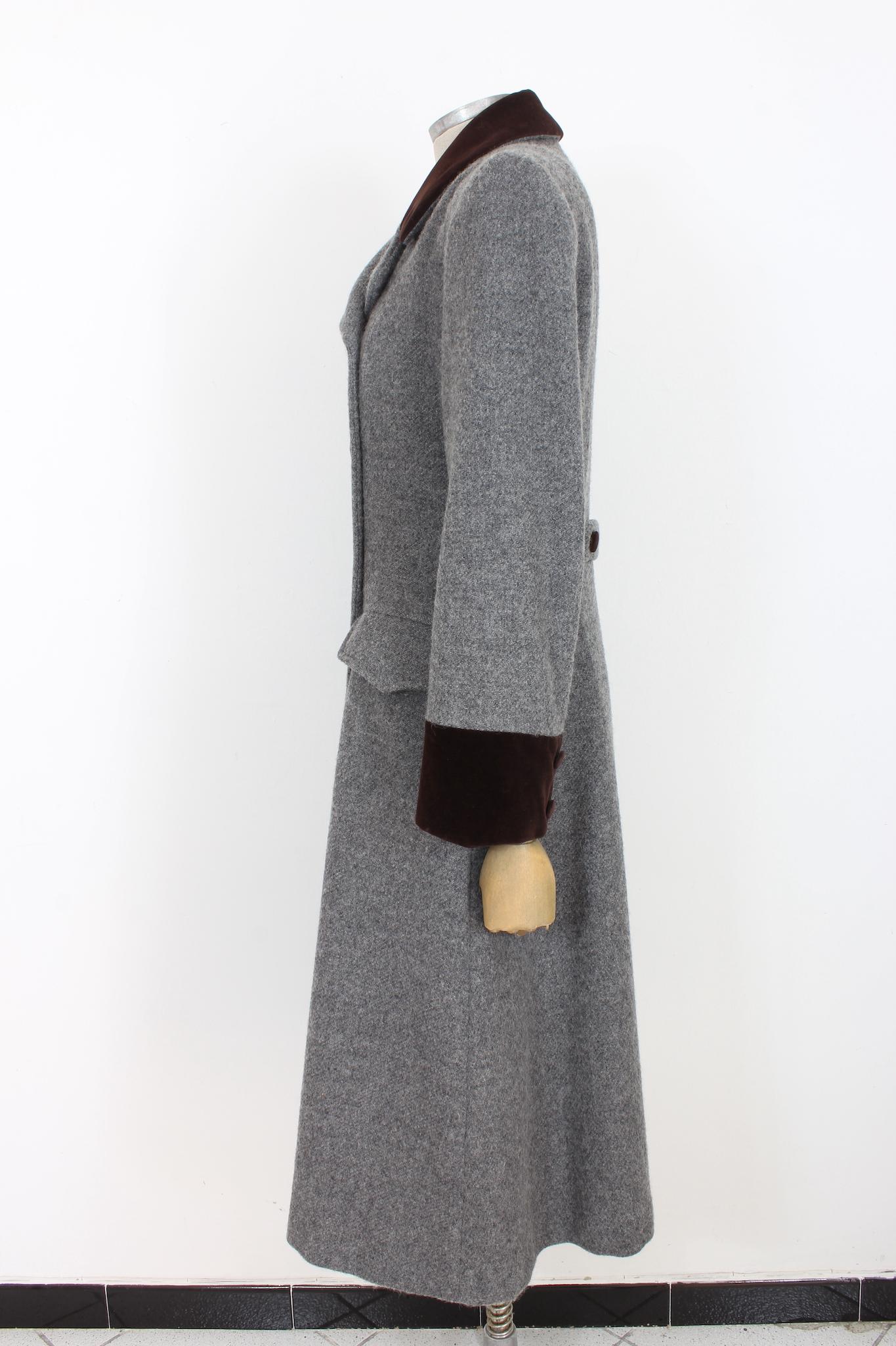 Blumarine Gray Wool Long Classic Double Breasted Frock Coat 2000s 1
