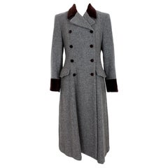 Blumarine Gray Wool Long Classic Double Breasted Frock Coat 2000s