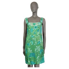BLUMARINE green SEQUIN PEACOCK FEATHER SHIFT Dress 44 L