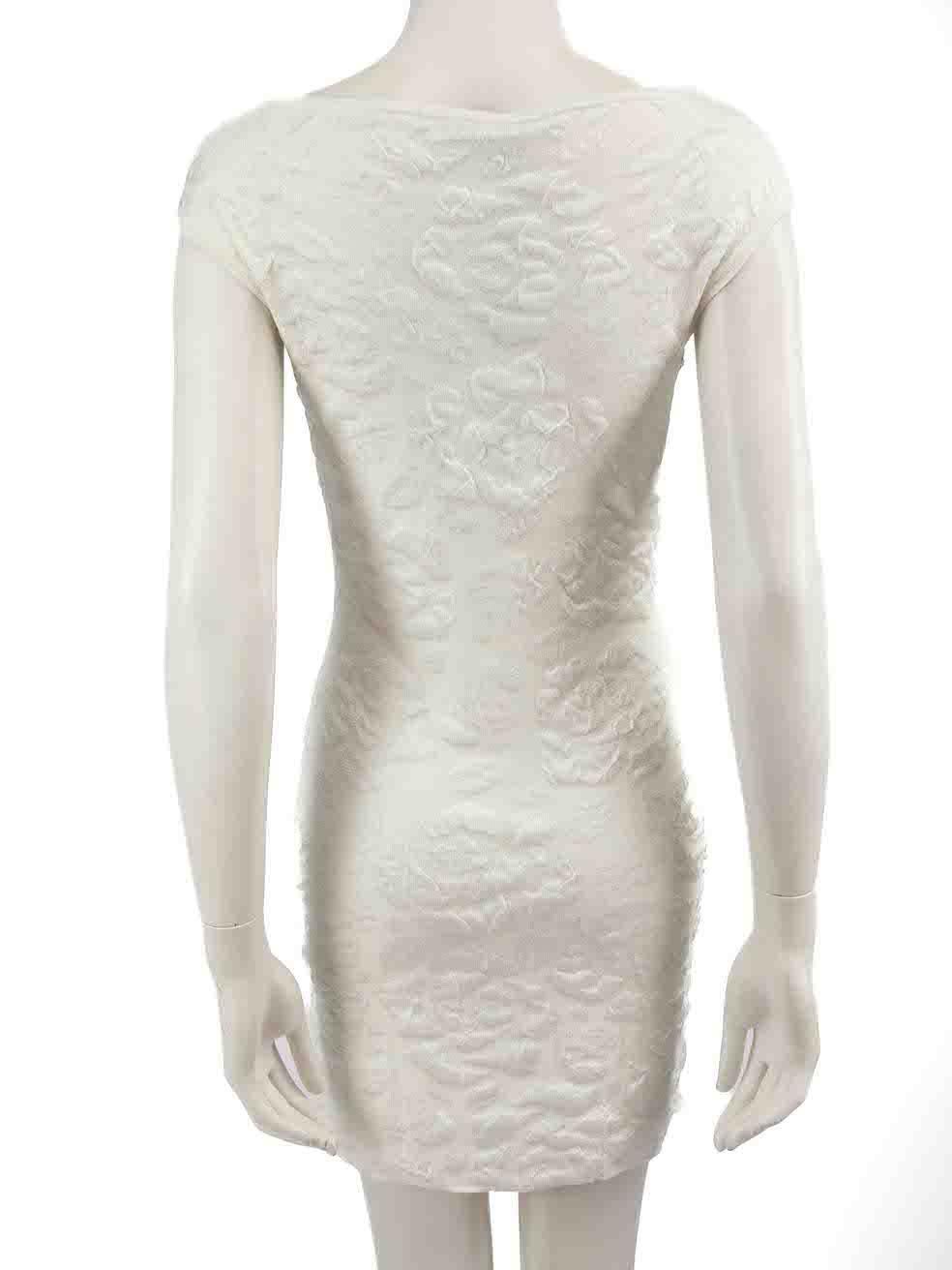 Beige Blumarine Ivory Floral Pattern Knit Mini Dress Size L