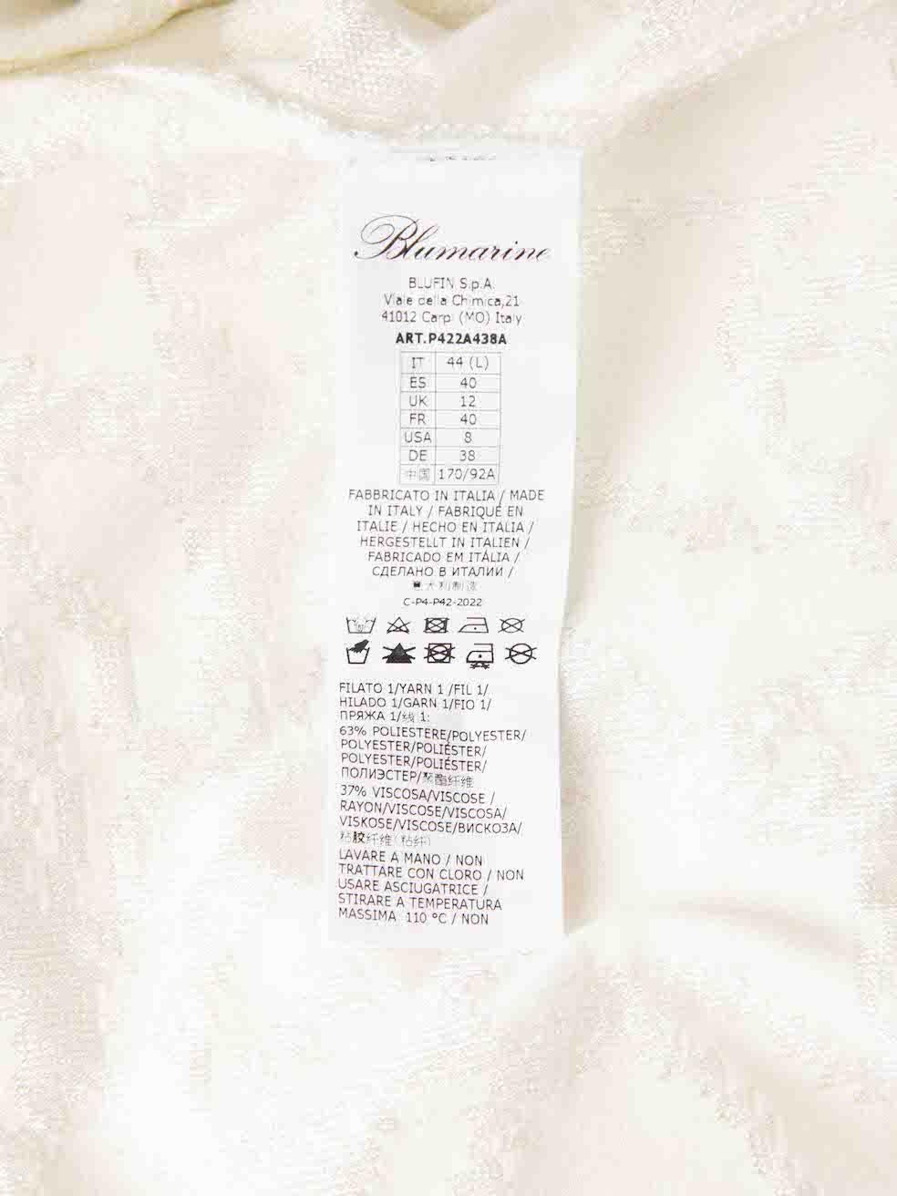 Women's Blumarine Ivory Floral Pattern Knit Mini Dress Size L