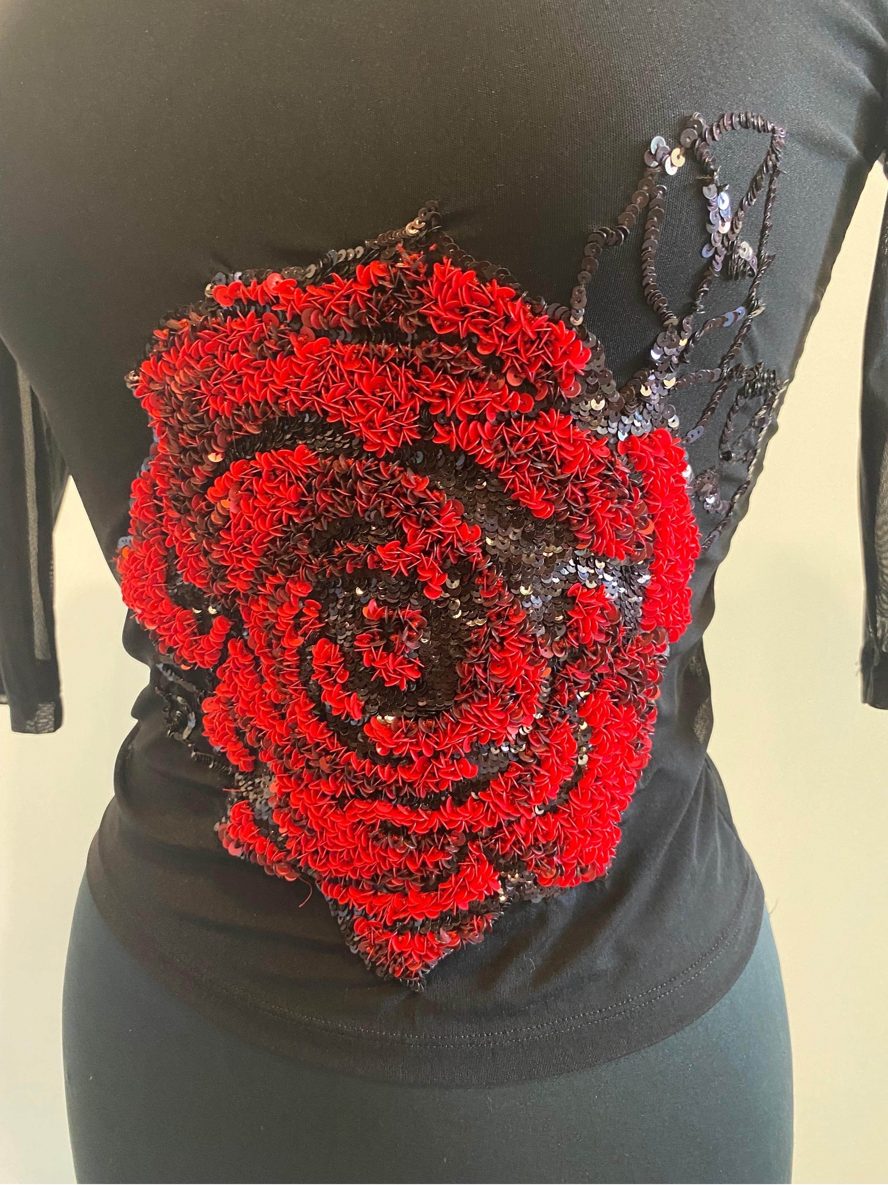 Black Blumarine Jeans vintage Mesh top For Sale