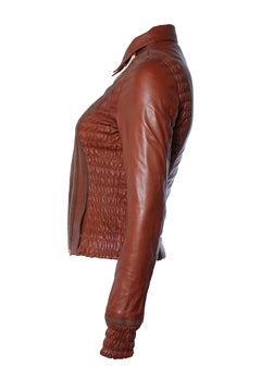 Blumarine, Bikerjacke aus Leder mit Falten