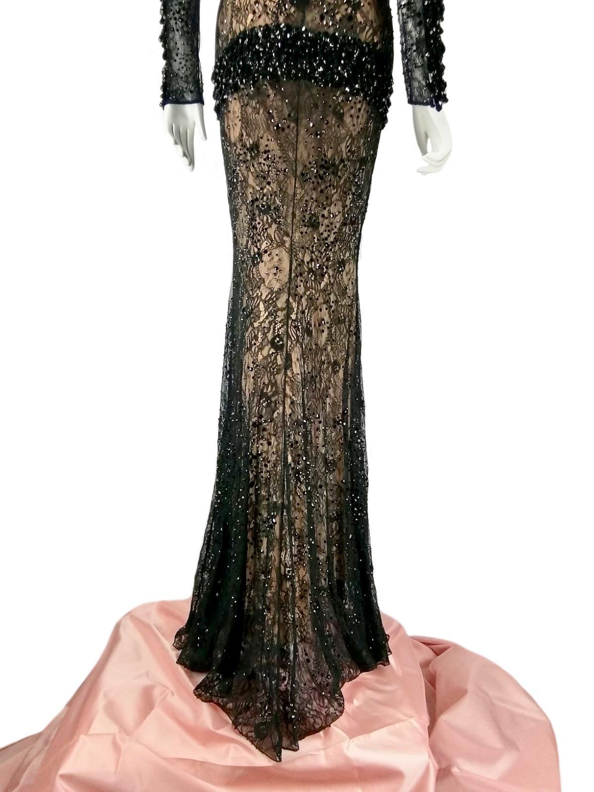BLUMARINE vestido largo de encaje negro en venta 6