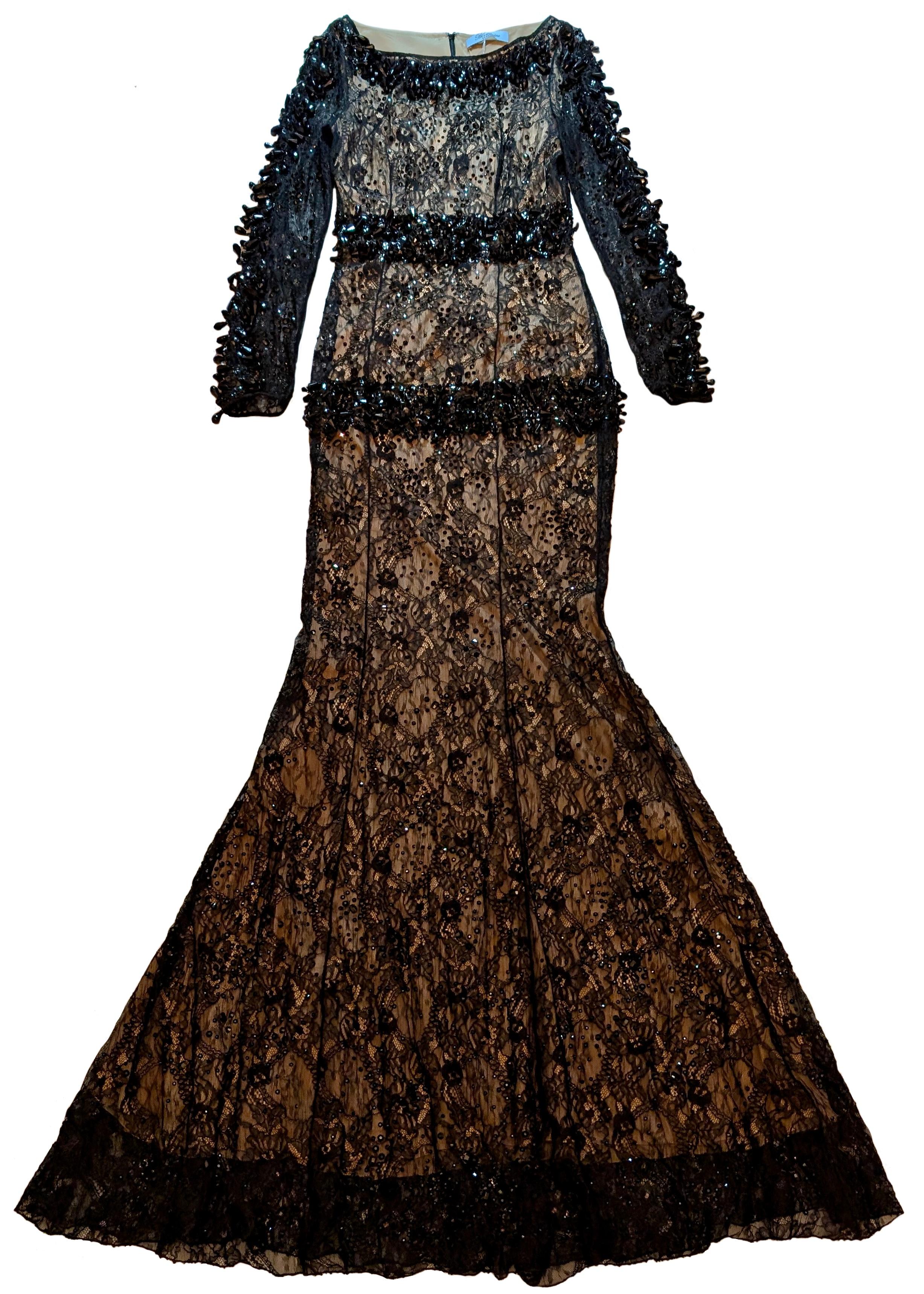 BLUMARINE vestido largo de encaje negro en venta 15