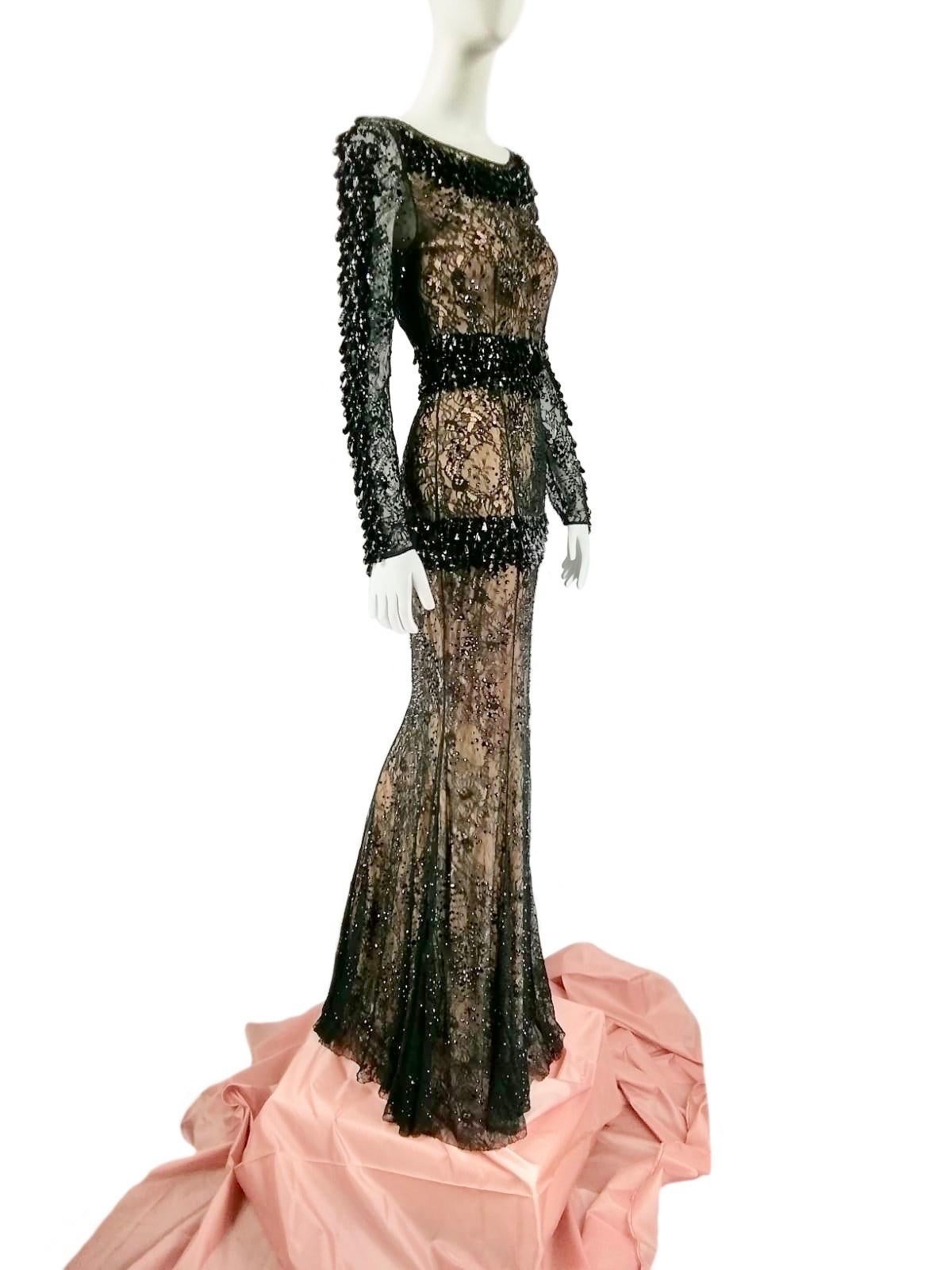 BLUMARINE vestido largo de encaje negro en venta 2