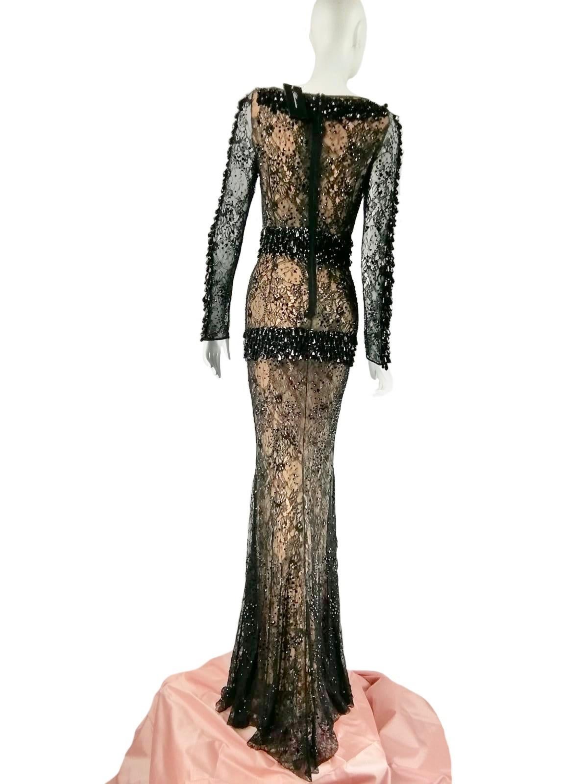 BLUMARINE vestido largo de encaje negro en venta 3
