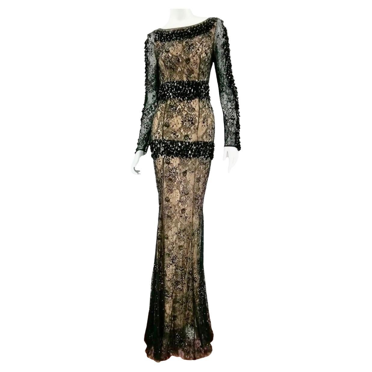 BLUMARINE vestido largo de encaje negro en venta