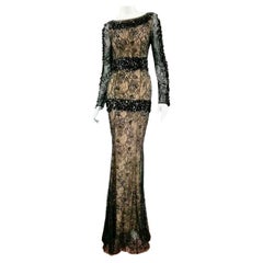 BLUMARINE Langes schwarzes Spitzenkleid