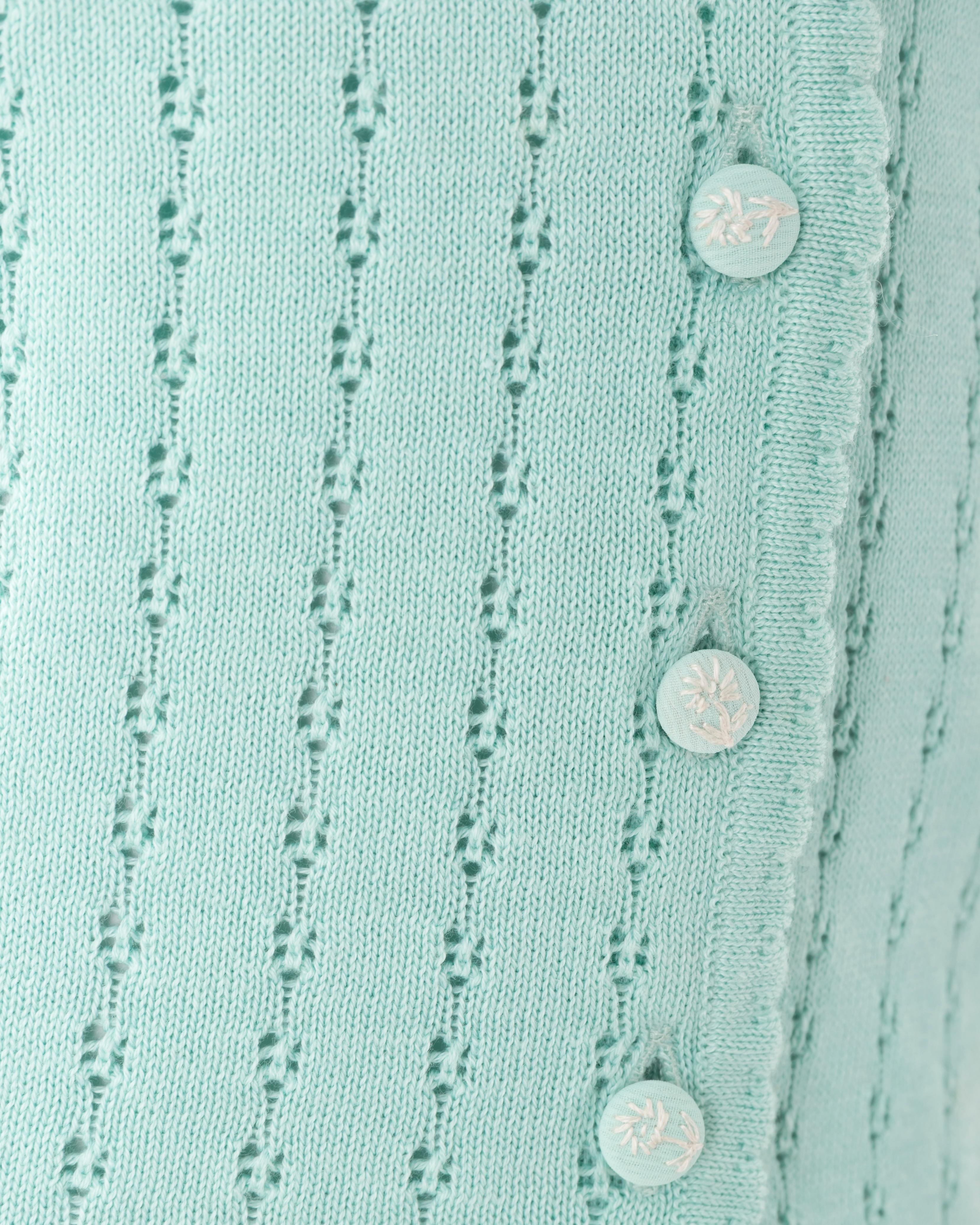 Blumarine mint fur collared cardigan, early 2000s In Excellent Condition In Rome, IT